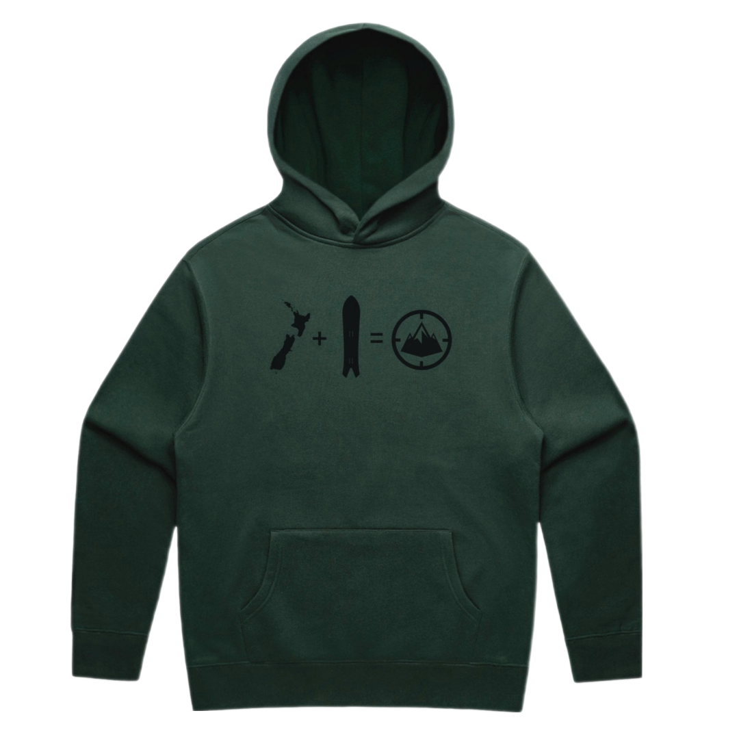 NZ + Snowboard = Powder Hunter Hoodie