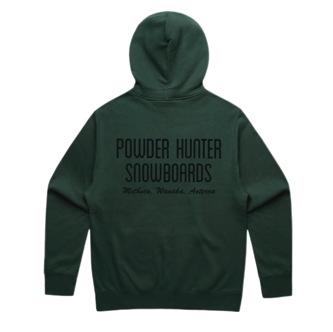 NZ + Snowboard = Powder Hunter Hoodie